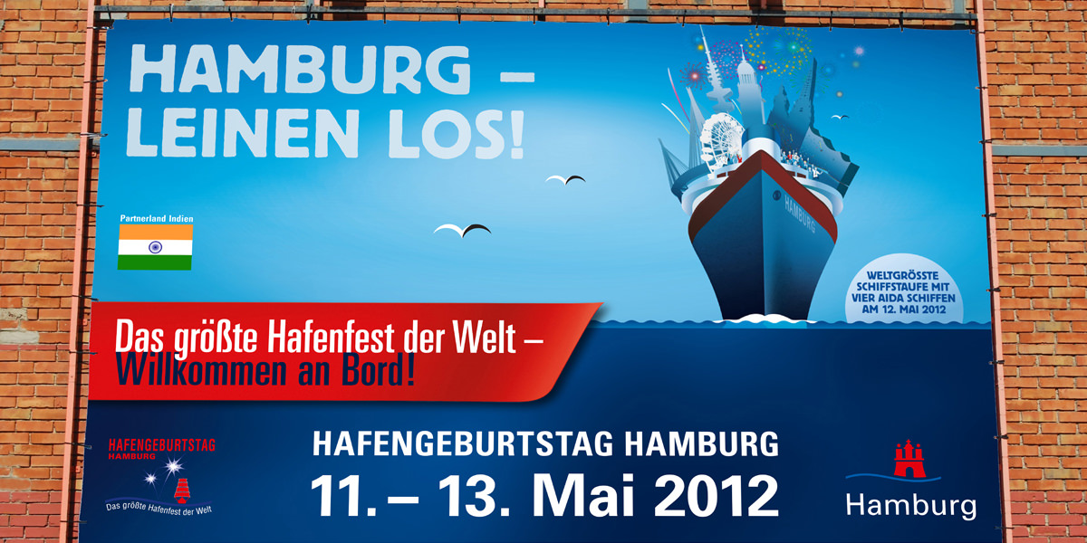 Großstellenplakat: für der Hafengeburtstag Hamburg.