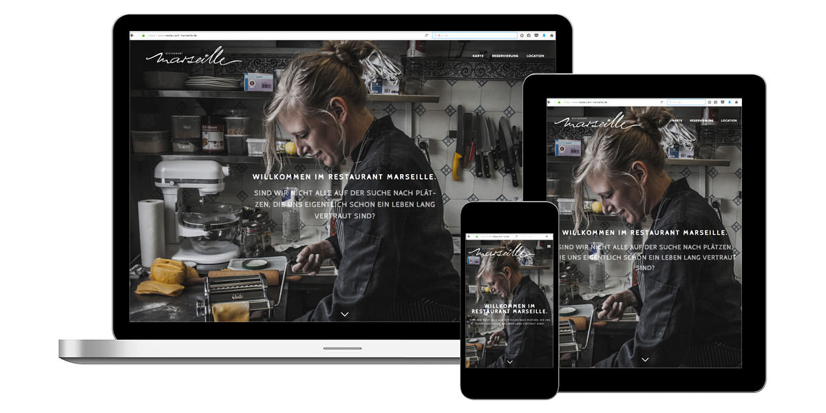 Homepage: Web Design für das Restaurant Marseille.