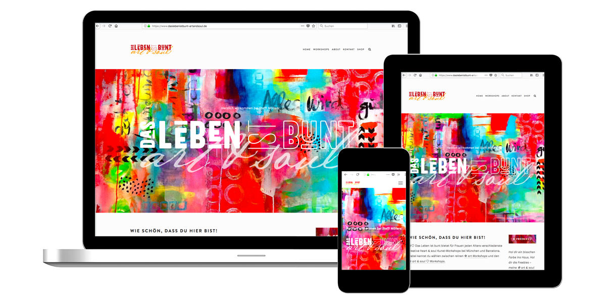 Homepage: Web Design für das leben ist bunt – art & soul Workshops