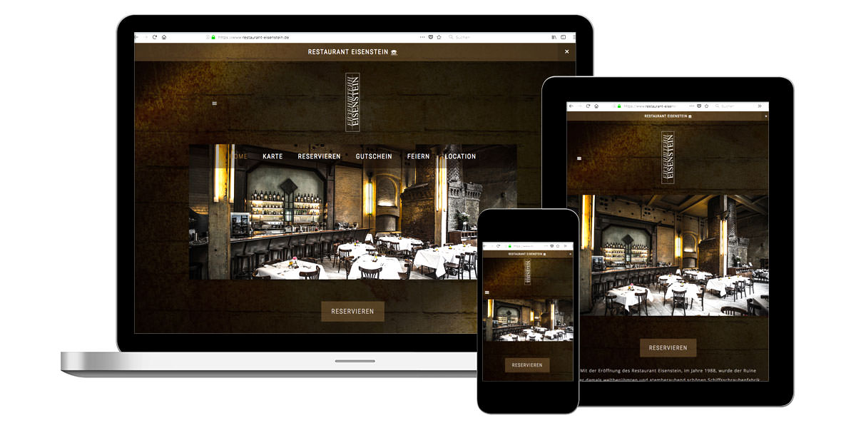 Homepage: Web Design für das restaurant eisenstein